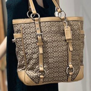 Coach Tan and Brown Shoulder Bag